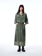 Women's High-Waisted Acetate Utility Skirt