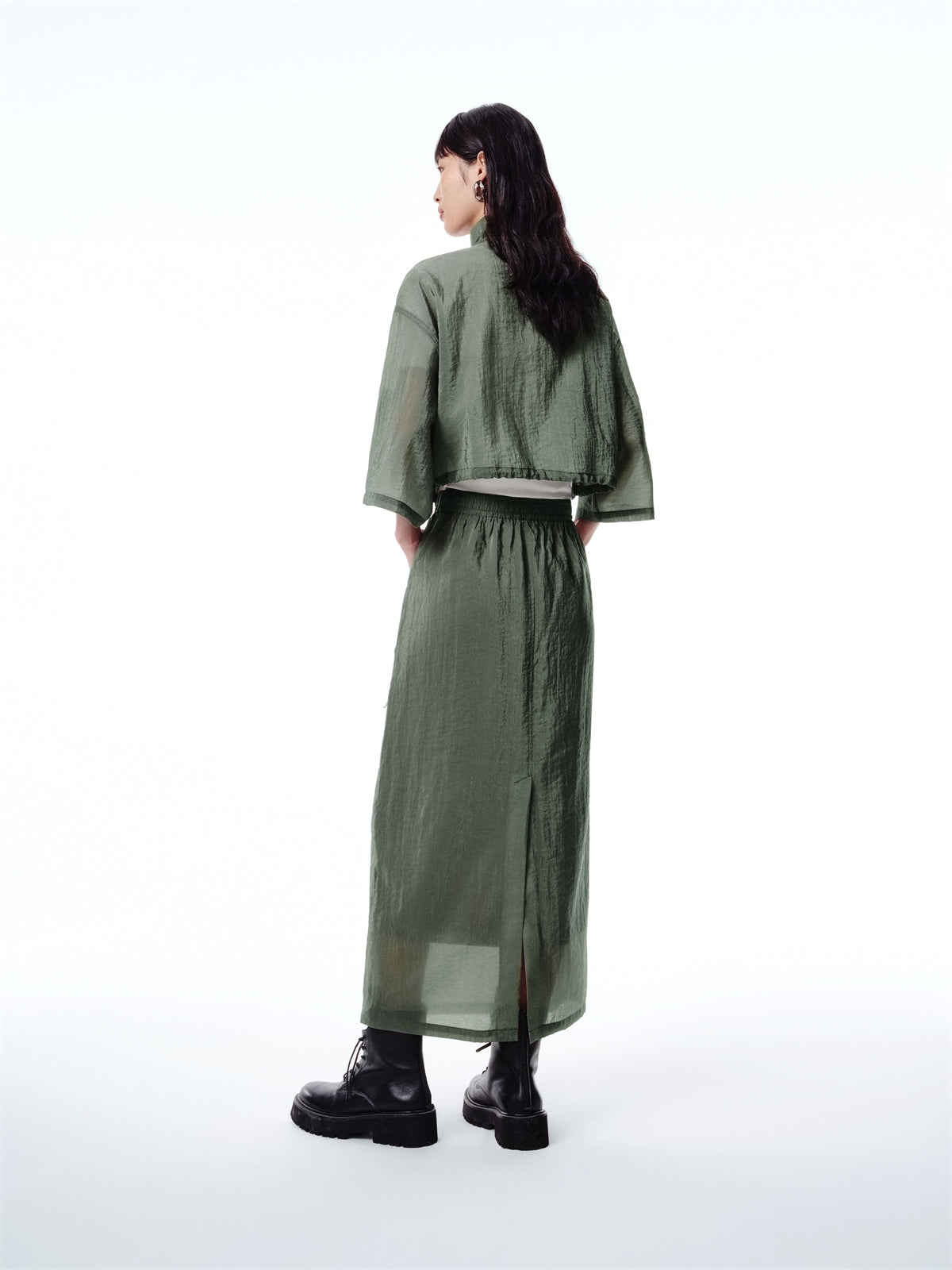 Women's High-Waisted Acetate Utility Skirt