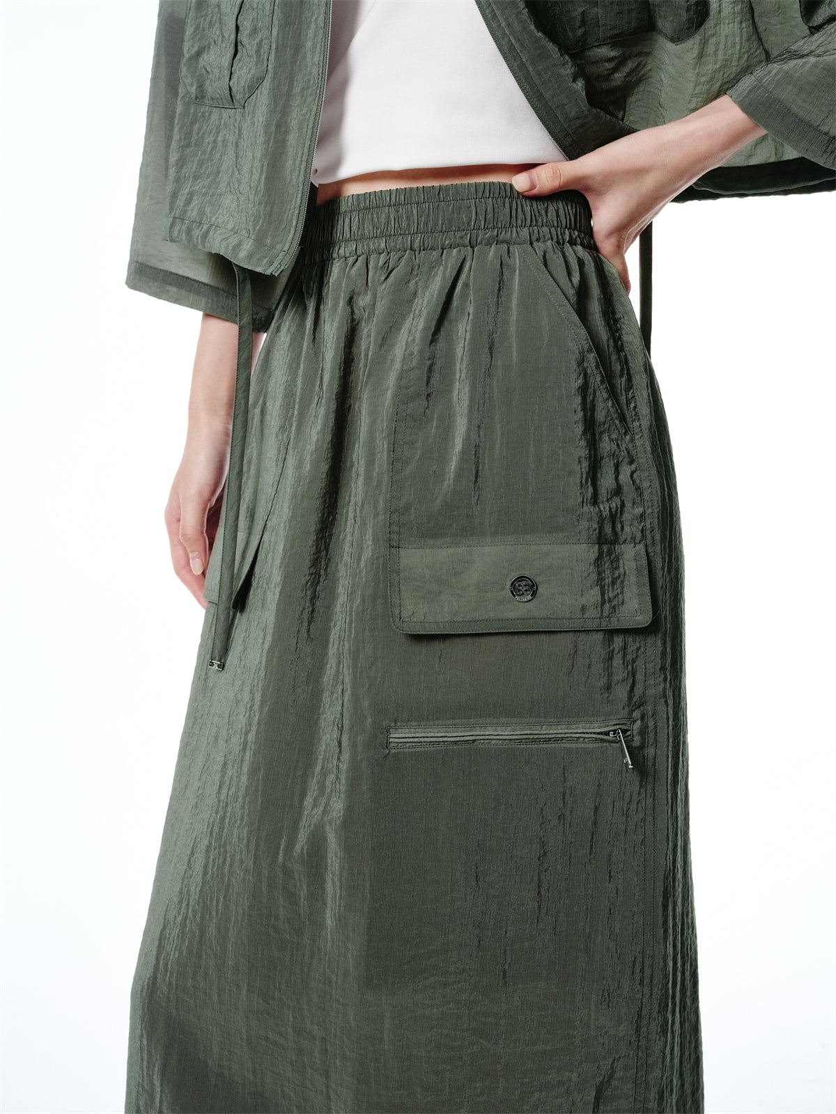 Women's High-Waisted Acetate Utility Skirt