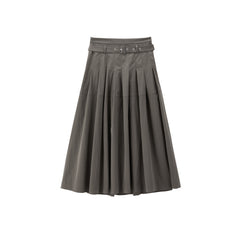 Women's High-Waist Pleated Midi Skirt
