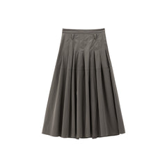 Women's High-Waist Pleated Midi Skirt