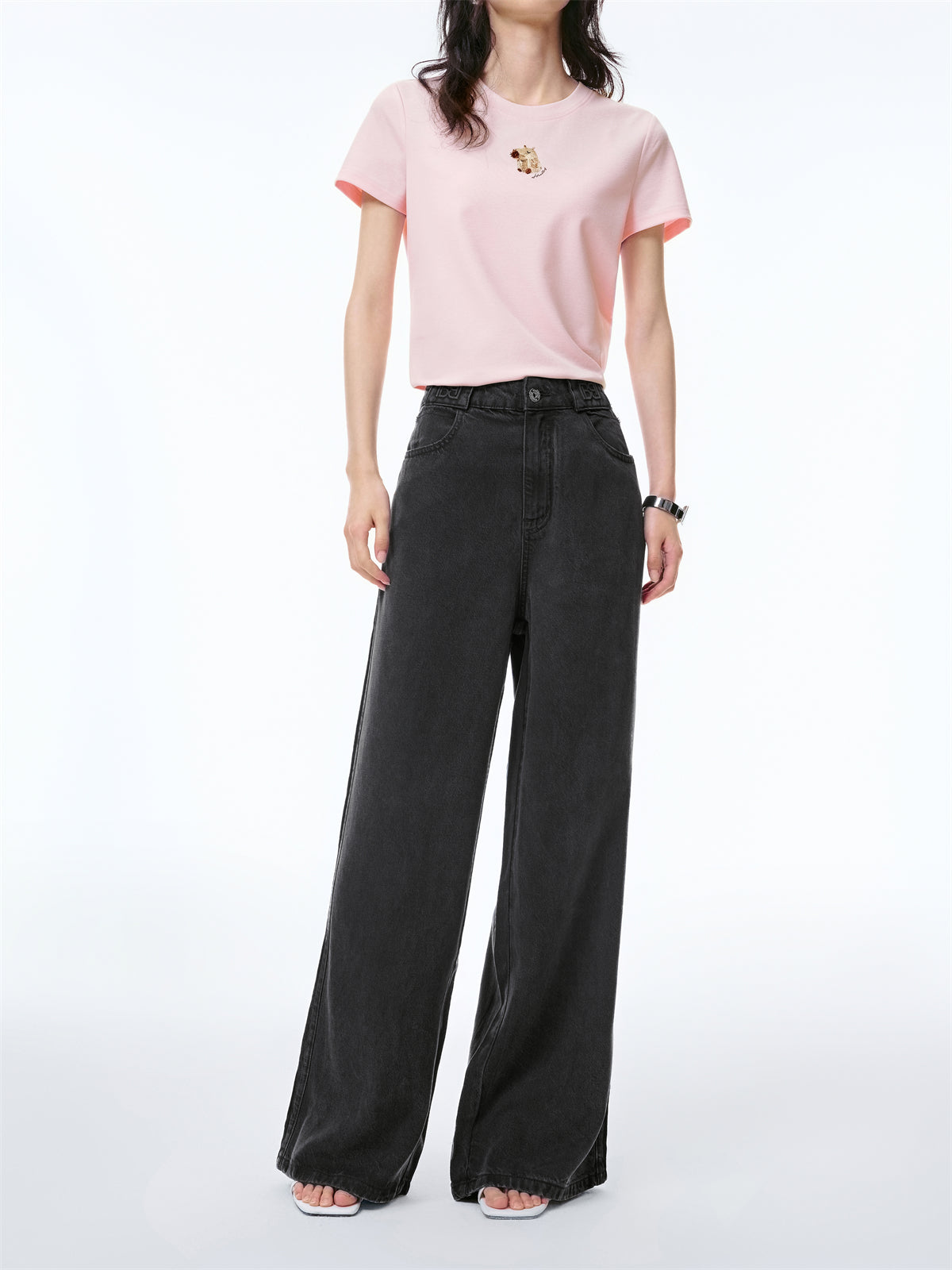 Women's Solid Tencel Wide-Leg Jeans