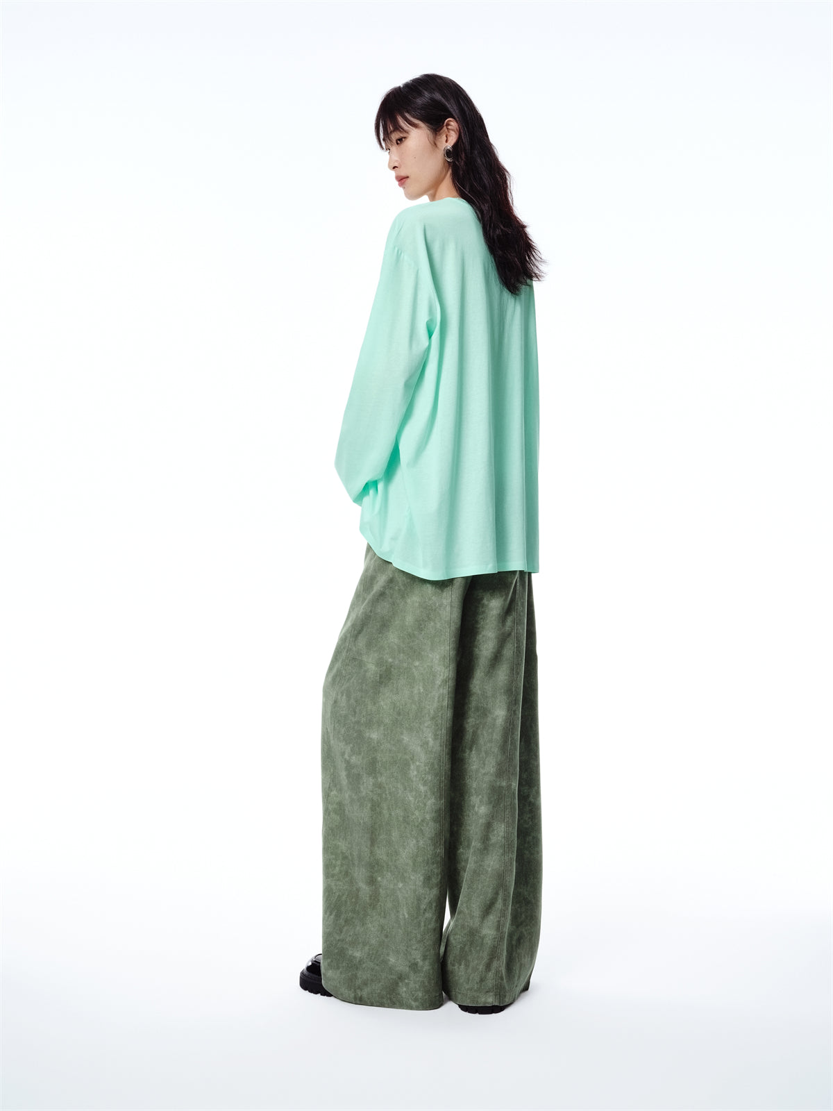 Women's Forest Green High-Waisted Tencel Denim Jeans