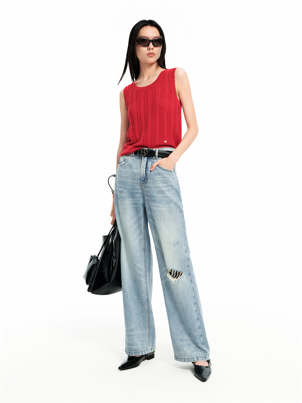 Women's Distressed Straight-Leg Jeans