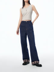 Women's Straight-Leg Jeans with Hem Panel