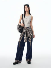 Women's Straight-Leg Jeans with Hem Panel
