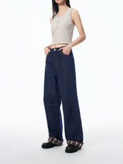 Women's Straight-Leg Jeans with Hem Panel
