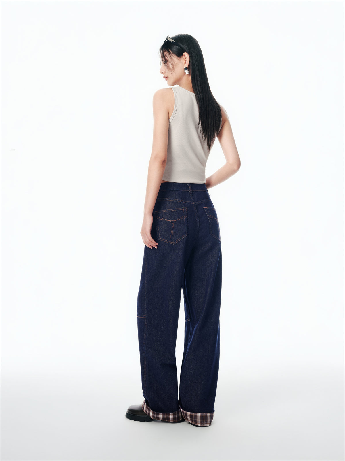Women's Straight-Leg Jeans with Hem Panel