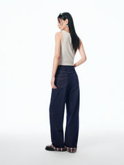 Women's Straight-Leg Jeans with Hem Panel