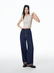 Women's Straight-Leg Jeans with Hem Panel