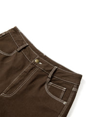 Women's Contrast-Stitched Straight-Leg Denim Shorts