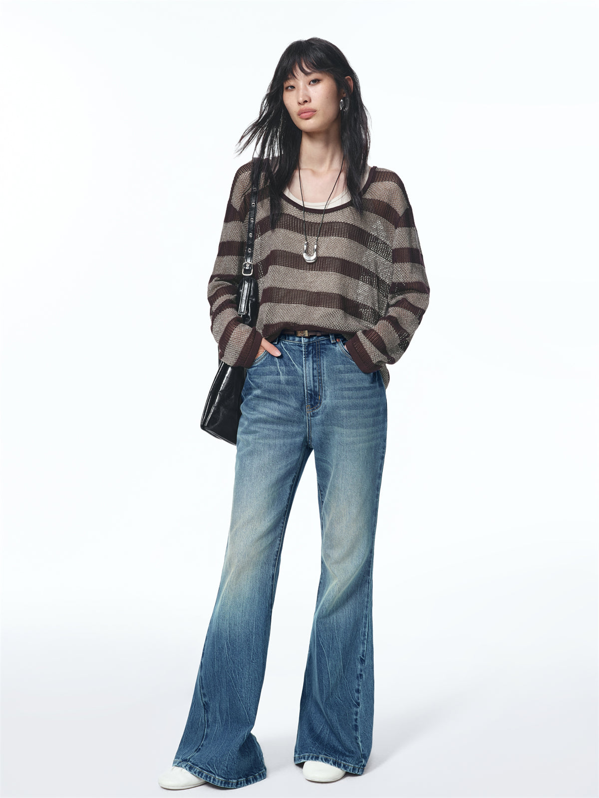 Women's Vintage High-Waisted Flared Jeans