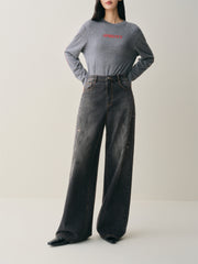 Women's High-Waist Ombre Splatter Wide-Leg Jeans