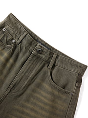 Women's Distressed Wide-Leg Jeans with Whiskering