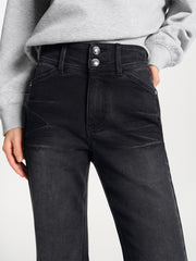 Women's Vintage Washed High-Waist Flared Jeans