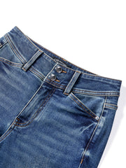 Women's Vintage Washed High-Waist Flared Jeans