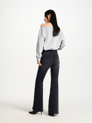 Women's Vintage Washed High-Waist Flared Jeans