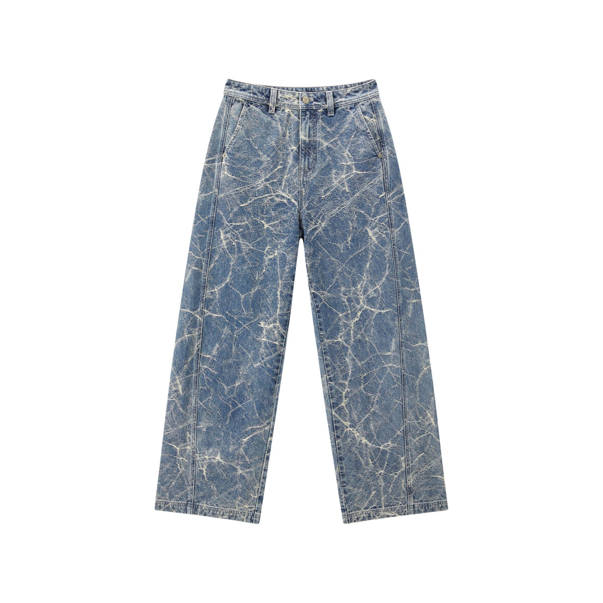 Women's Casual Textured Wide-Leg Straight Jeans