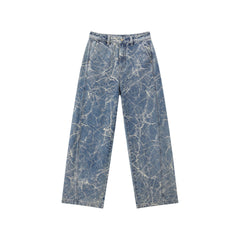 Women's Casual Textured Wide-Leg Straight Jeans