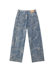 Women's Casual Textured Wide-Leg Straight Jeans