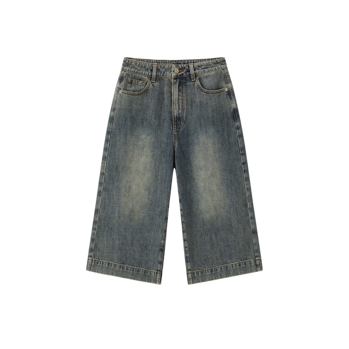 Women's Casual High-Waist Denim Cropped Pants