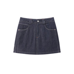 Women's linen A-line wide-leg denim mini skirt