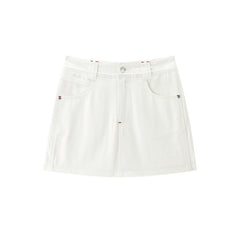 Women's linen A-line wide-leg denim mini skirt
