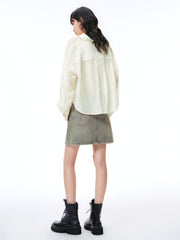Women's Washed A-Line Denim Skirt