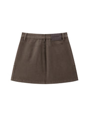Women's casual high-waist A-line denim mini skirt