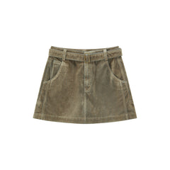 Women's Casual Grey-Green Denim Skirt