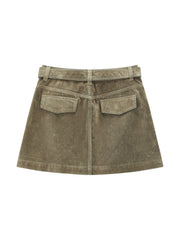Women's Casual Grey-Green Denim Skirt