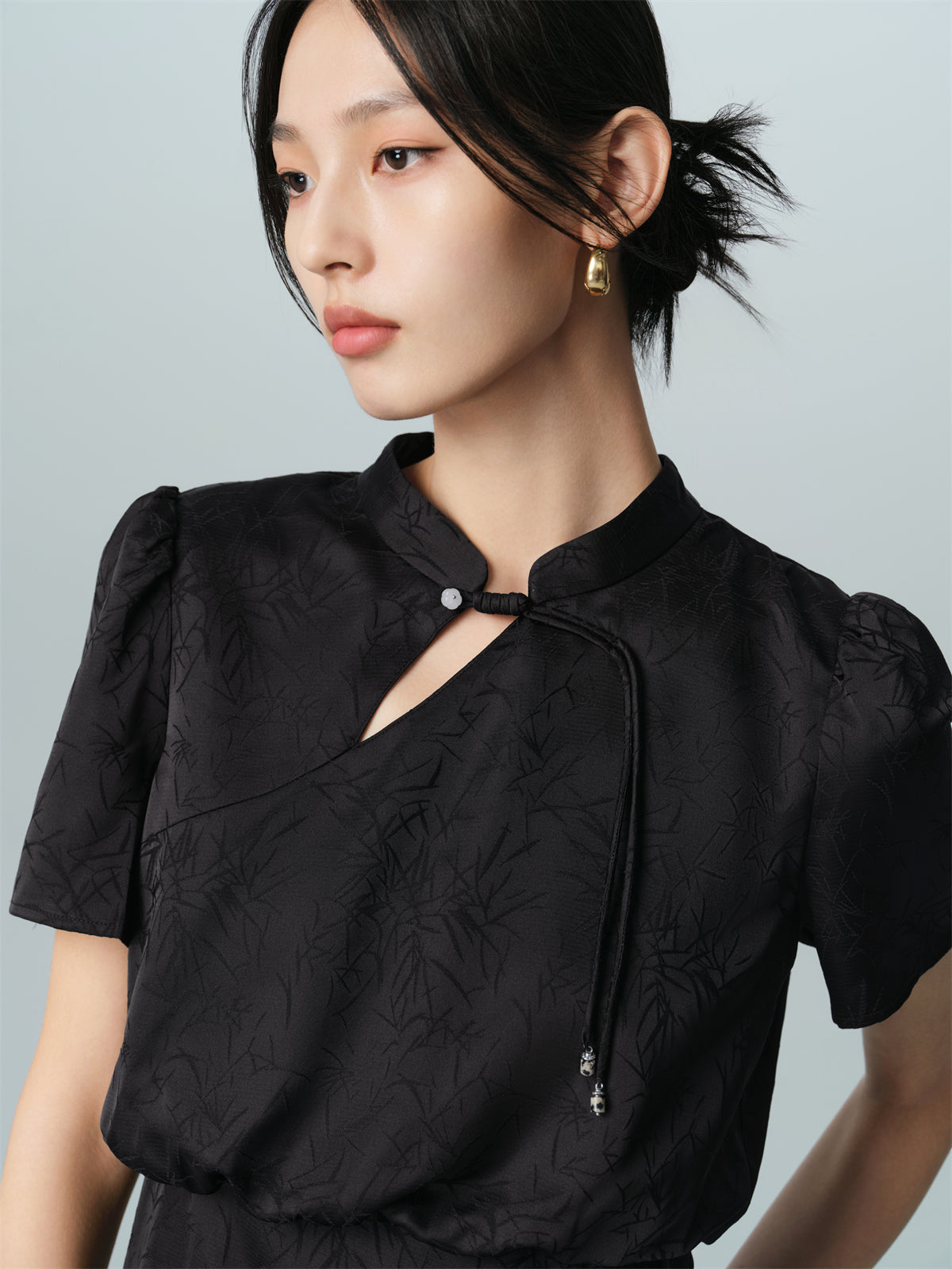 Women's  Chinese-Style Satin Jacquard Midi Dress