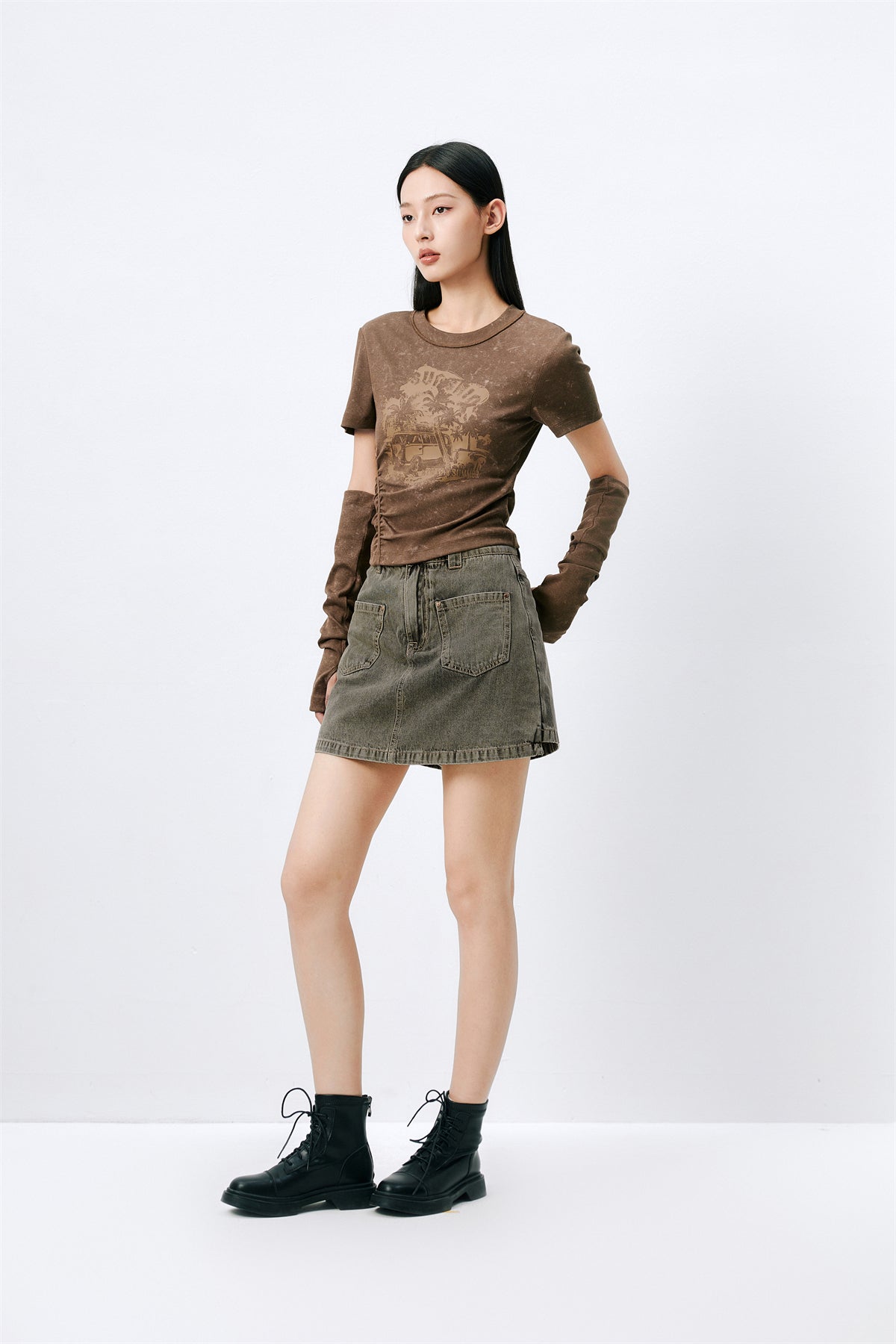 Women's High-Waisted A-Line Wide-Leg Denim Shorts
