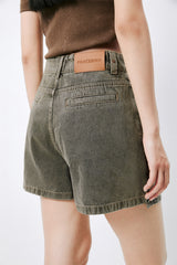 Women's High-Waisted A-Line Wide-Leg Denim Shorts