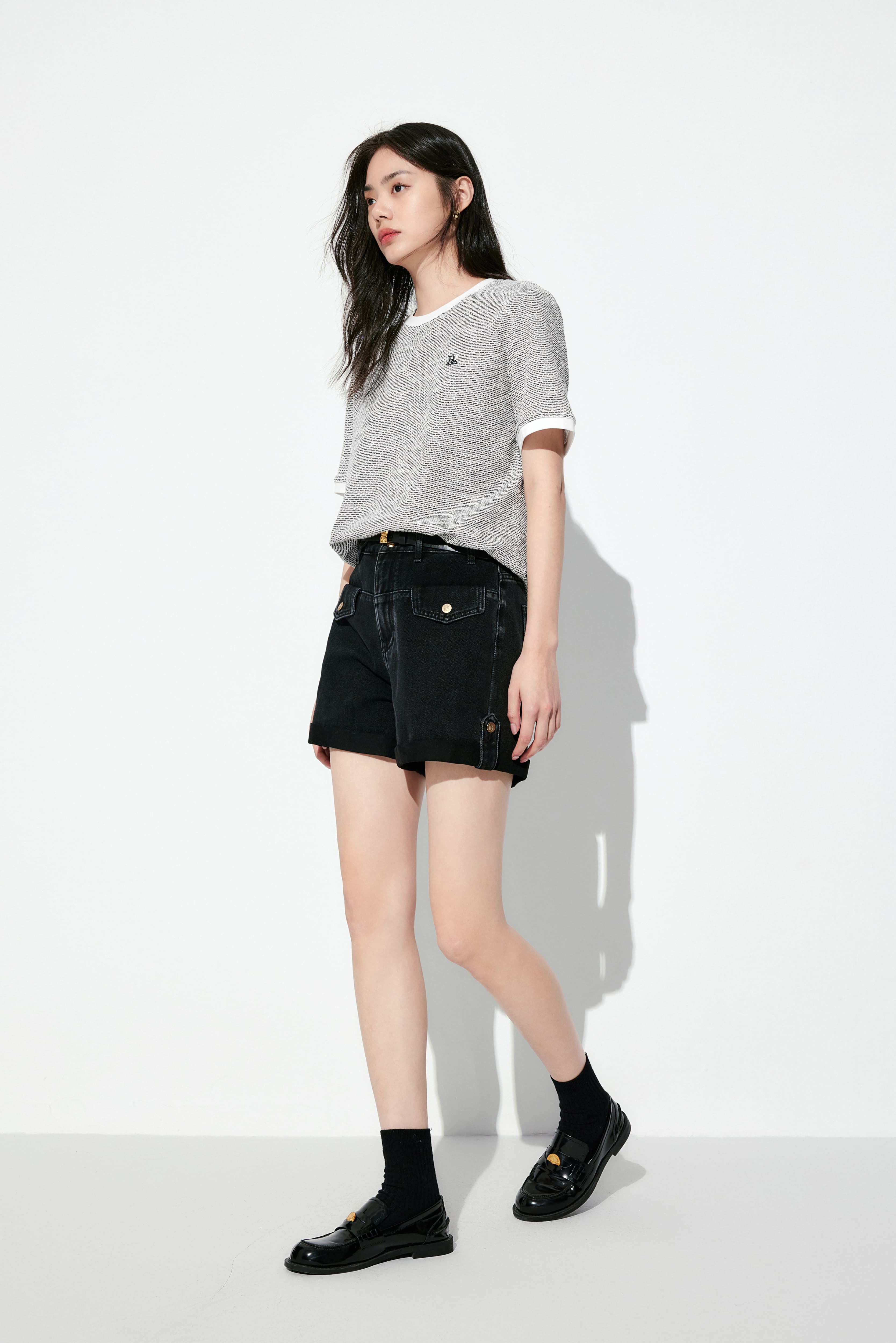 Women's Tweed-Style Textured T-Shirt