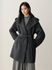 Women's Double-Face Wool Robe Cape Coat