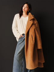 Women's Oversized Alpaca Textured Coat