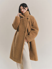 Women's Oversized Alpaca Textured Coat