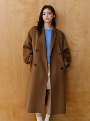 Women's Relaxed Notch-Lapel Double-Face Wool Coat
