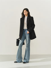 Women's Wool-Blend Tailored Long Coat