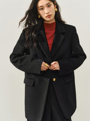 Women's Wool-Blend Tailored Long Coat