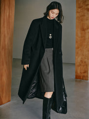 Women's Wool-Blend Tailored Long Coat