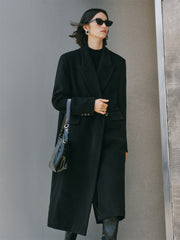 Women's Wool-Blend Tailored Long Coat