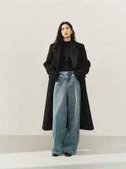 Women's Wool-Blend Tailored Long Coat