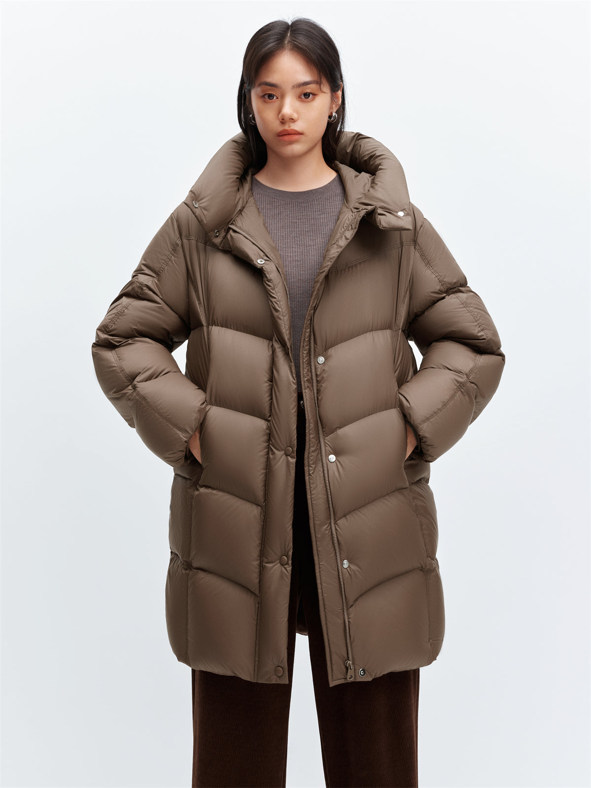 Women's Quilted Long Warm Puffer Jacket