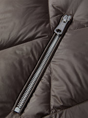 Women's Extra-Long Puffer Coat with Cable-Knit Shawl