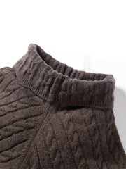 Women's Extra-Long Puffer Coat with Cable-Knit Shawl