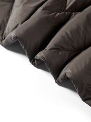 Women's Extra-Long Puffer Coat with Cable-Knit Shawl