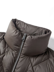 Women's Extra-Long Puffer Coat with Cable-Knit Shawl