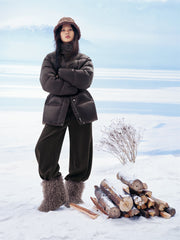 Women's Glossy Belted Thermal Down Jacket